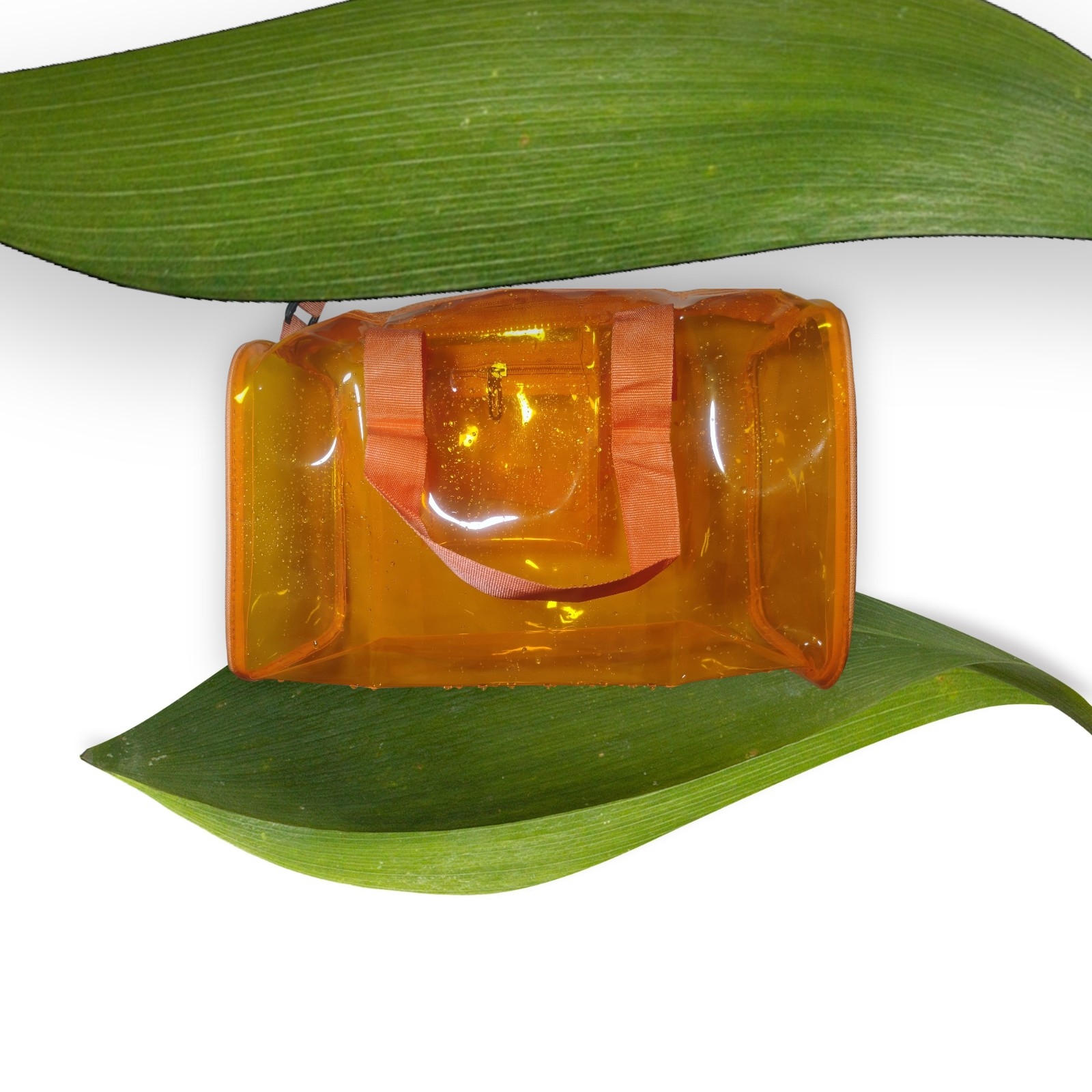 Orange duffle bag 2 NICE WALA Premium Transparent Orange Jelly Duffle Bag for Travel and Gym