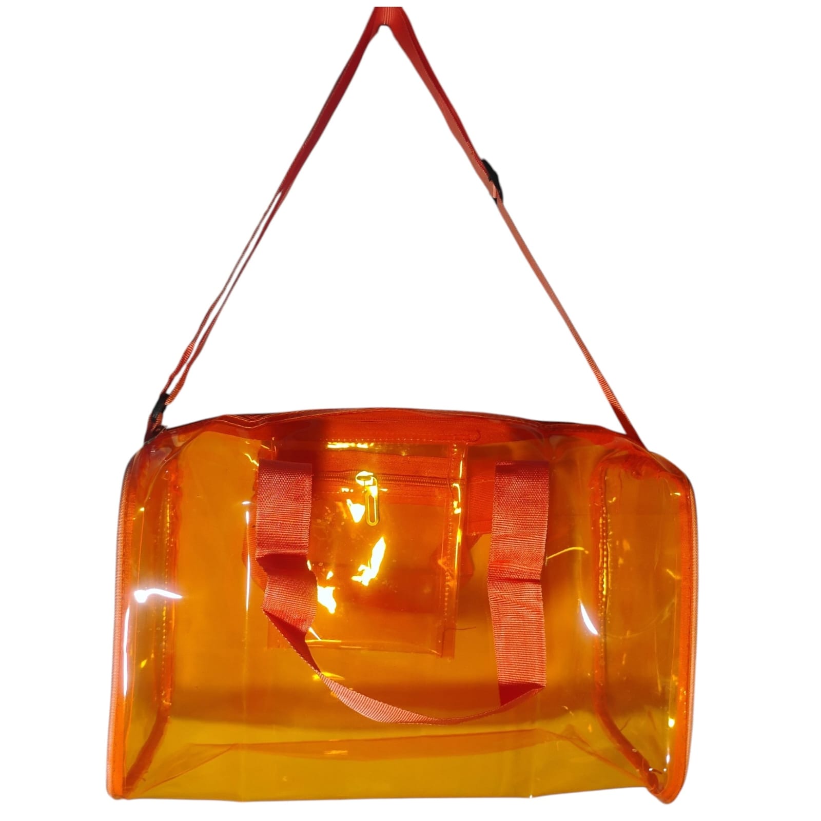 NICE WALA Premium Transparent Orange Jelly Duffle Bag for Travel and Gym